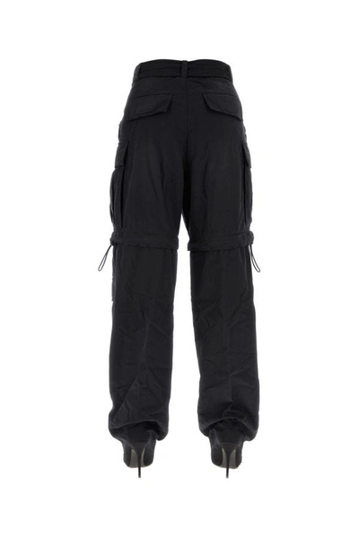 Balenciaga Stonewashed Cotton Cargo Pantaboots With Detachable Belt In Black