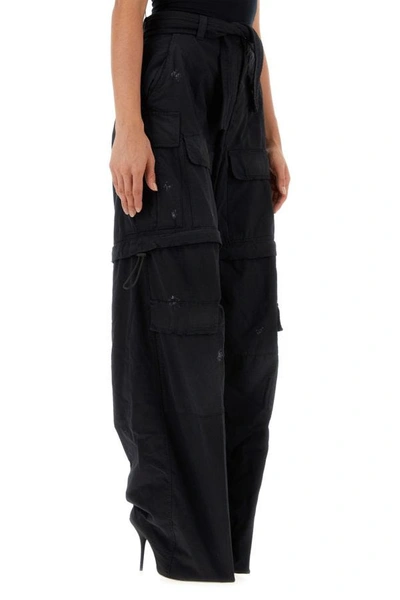 Balenciaga Stonewashed Cotton Cargo Pantaboots With Detachable Belt In Black