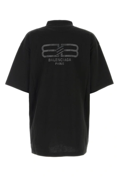 Shop Balenciaga Woman Black Cotton Oversize T-shirt