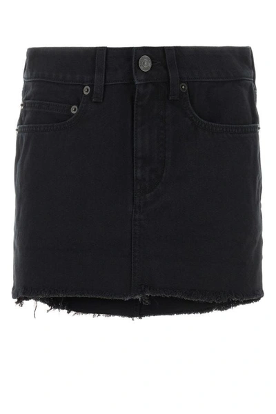 Shop Balenciaga Woman Black Denim Mini Skirt