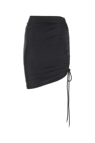 Shop Balenciaga Woman Black Stretch Nylon Skirt