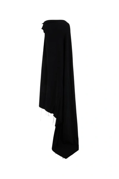 Shop Balenciaga Woman Black Stretch Viscose Blend Long-cut Dress