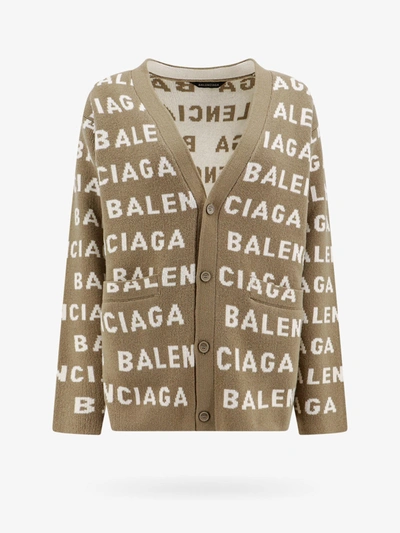 Shop Balenciaga Woman Cardigan Woman Beige Knitwear In Cream