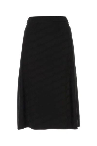 Shop Balenciaga Woman Embroidered Viscose Skirt In Black