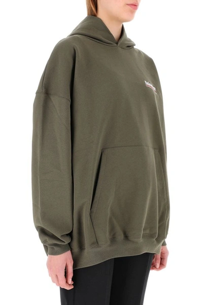 Shop Balenciaga Woman Military Green Cotton Oversize Sweatshirt