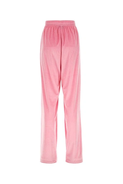 Shop Balenciaga Woman Pink Stretch Velvet Baggy Pant