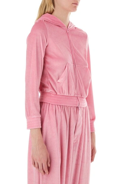 Shop Balenciaga Woman Pink Velvet Sweatshirt
