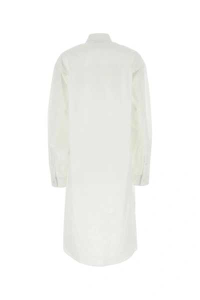 Shop Balenciaga Woman White Poplin Shirt Dress