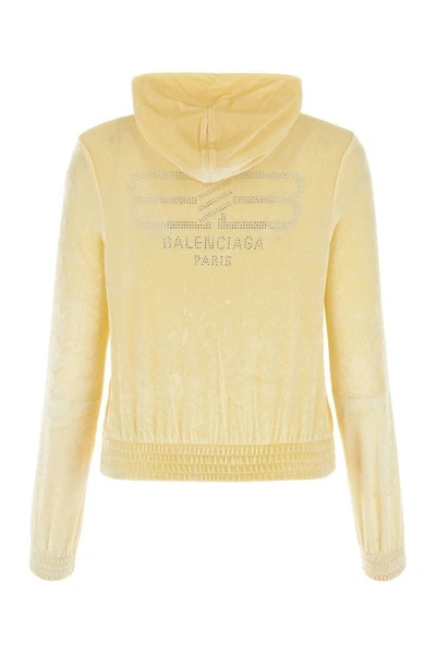 Shop Balenciaga Woman Yellow Velvet Sweatshirt