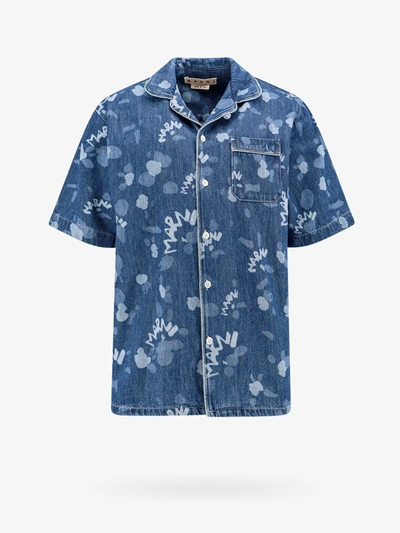 Shop Marni Man Shirt Man Blue Shirts