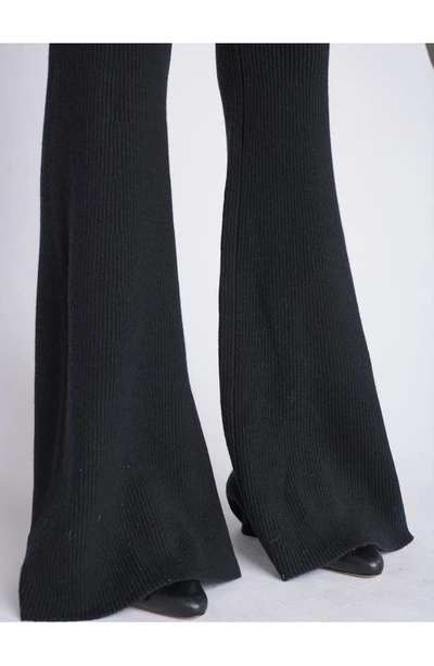 Shop Frame Rib Cashmere Blend Flare Pants In Noir