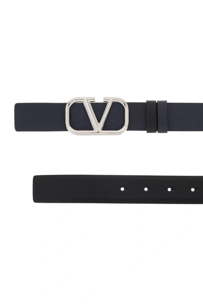 Shop Valentino Garavani Leather Vlogo Signature Reversible Belt Men In Multicolor