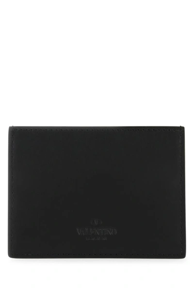 Shop Valentino Garavani Man Black Leather Card Holder