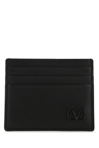 Shop Valentino Garavani Man Black Leather Card Holder