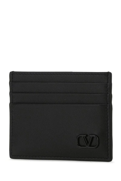 Shop Valentino Garavani Man Black Leather Card Holder