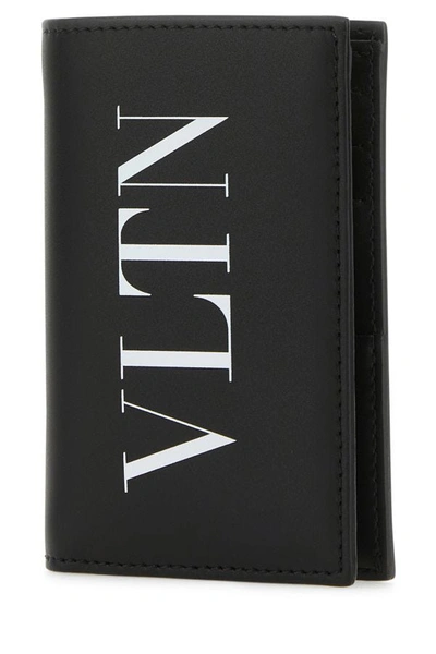 Shop Valentino Garavani Man Black Leather Vltn Card Holder