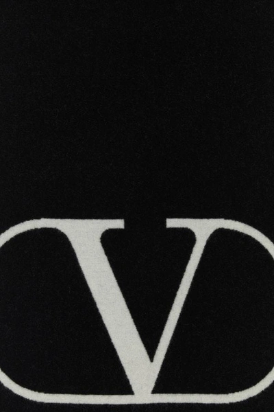 Shop Valentino Garavani Man Black Wool Blend Scarf