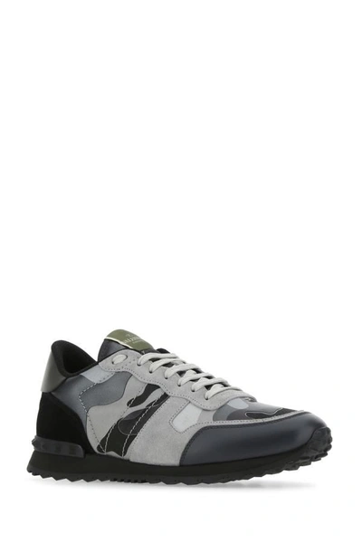 Valentino Garavani Rockrunner Camouflage Laminated Sneaker In Green