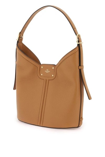 Shop Valentino Garavani Vlogo Leather Hobo Bag Women In Brown