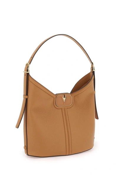 Shop Valentino Garavani Vlogo Leather Hobo Bag Women In Brown