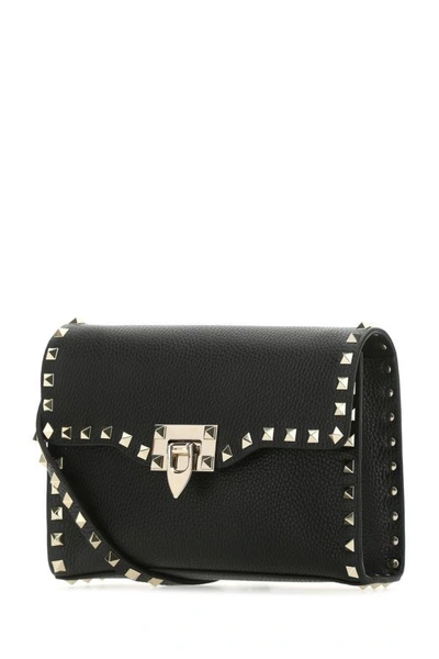 Shop Valentino Garavani Woman Black Leather Rockstud Crossbody Bag