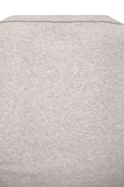 Shop Brunello Cucinelli Stretch Cotton Top In Grey