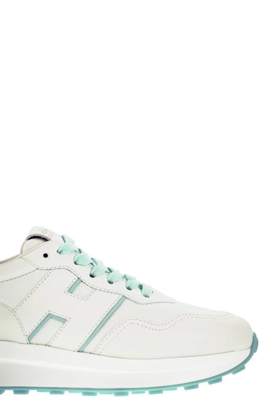 Shop Hogan H641 - Leather Sneakers In White/water