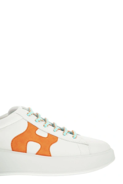 Shop Hogan Rebel - Sneakers In White/light Blue/orange