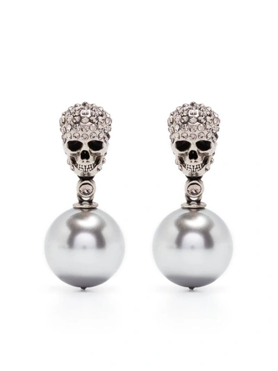 Shop Alexander Mcqueen Earrings Accessories In Grey