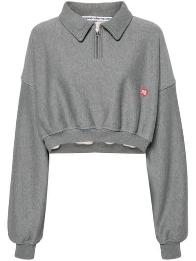 Shop Alexander Wang Crop Sweatshirt Clothing In Grey
