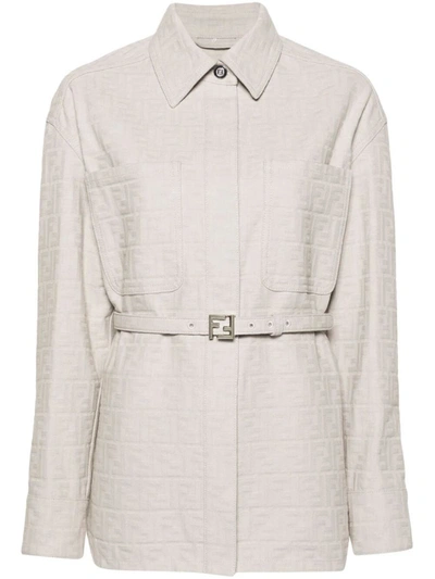 Shop Fendi Ff Jacquard Jacket Clothing In White