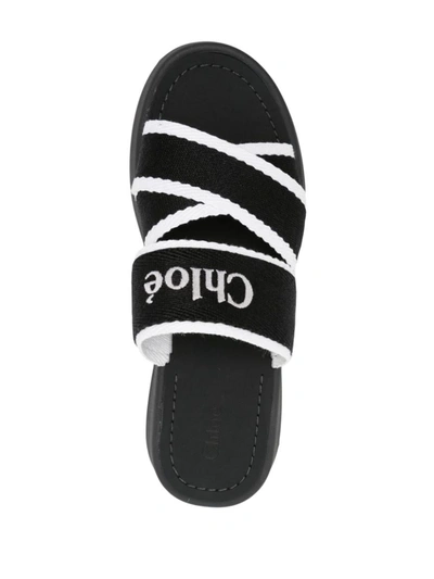 Shop Chloé Mila Leather Flatform Sandals In White