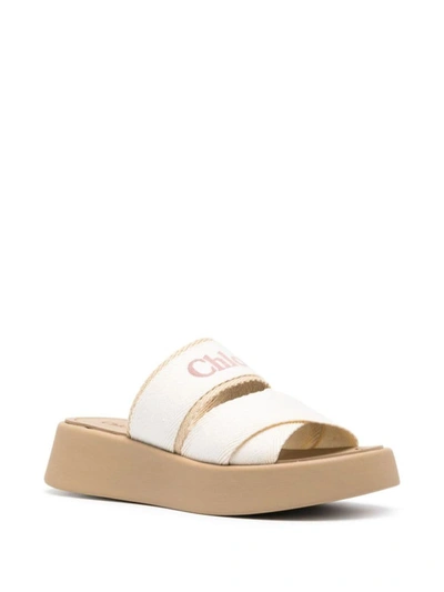 Shop Chloé Mila Leather Flatform Sandals In Beige