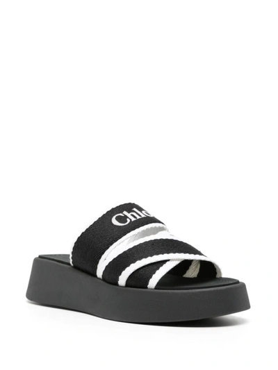 Shop Chloé Mila Leather Flatform Sandals In White