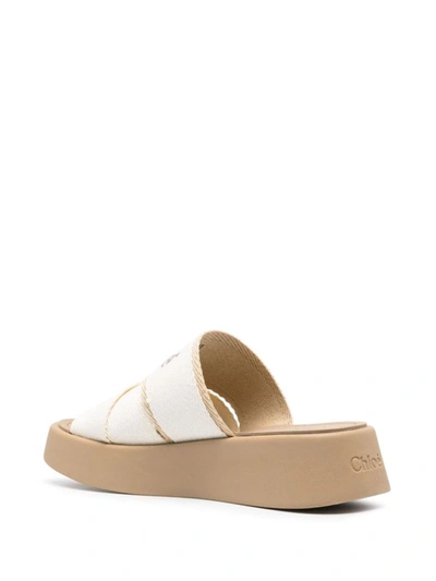 Shop Chloé Mila Leather Flatform Sandals In Beige