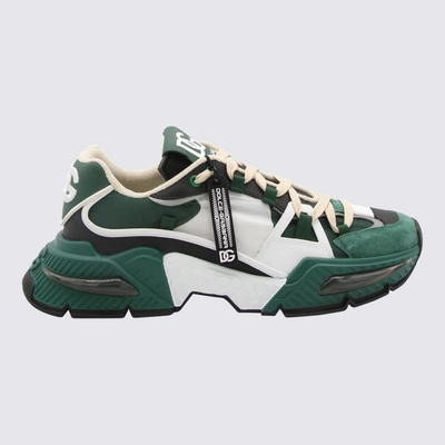 Shop Dolce & Gabbana Green And White Leather Airmaster Sneakers