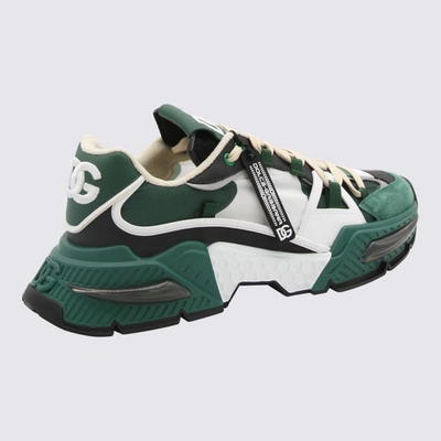 Shop Dolce & Gabbana Green And White Leather Airmaster Sneakers