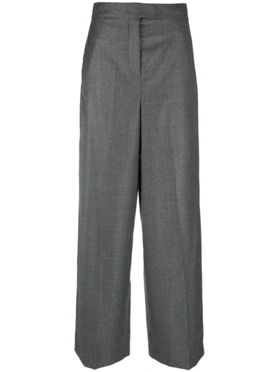 Shop Fendi Wool High-waisted Trousers In Grey