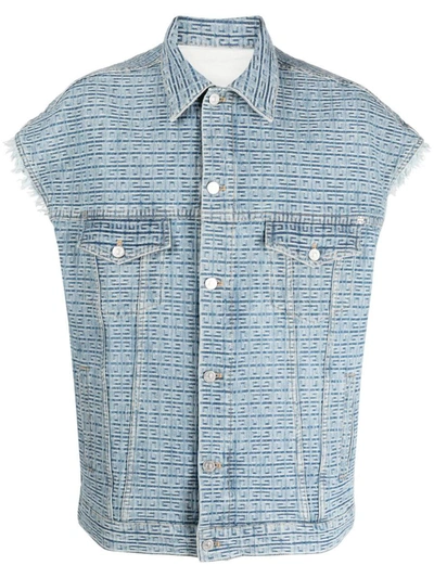 Shop Givenchy Overszied Cotton Vest In Clear Blue
