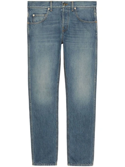 Shop Gucci Organic Cotton Denim Jeans In Blue