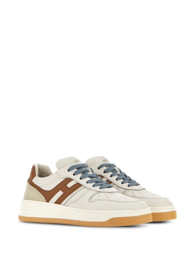 Shop Hogan H630 Leather Sneakers In Leather Brown