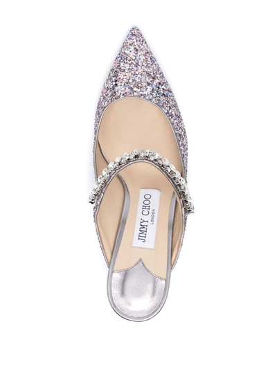 Shop Jimmy Choo Bing 65 Crystal Strap Glitter Heel Mules In Silver