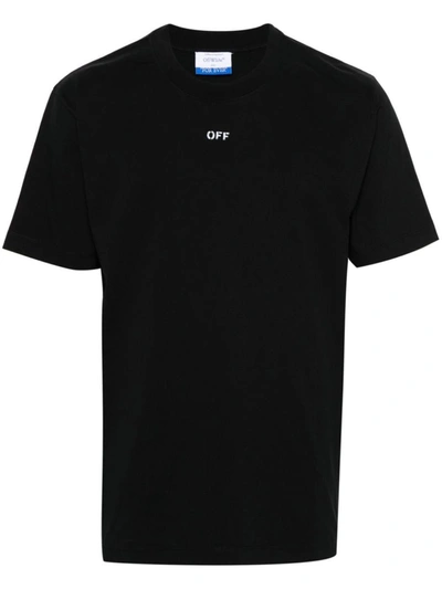 Shop Off-white Logo-print Cotton T-shirt In Black White