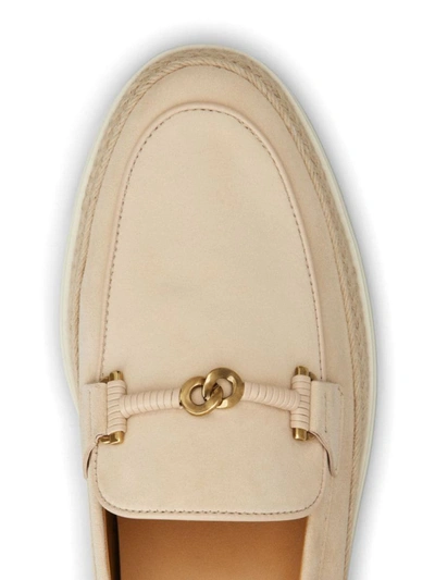 Shop Tod's Suede Leather Loafers In Beige