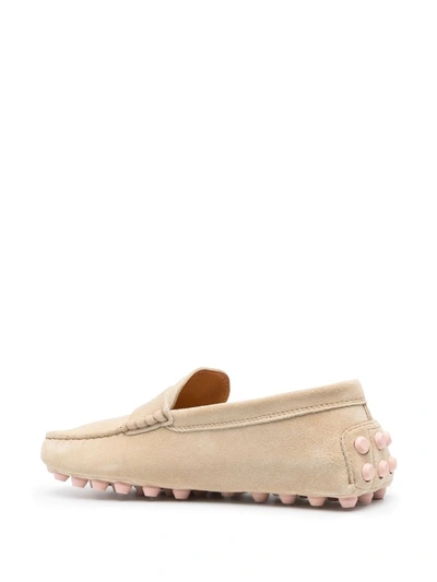 Shop Tod's Gommini Bubble Suede Driving Shoes In Beige