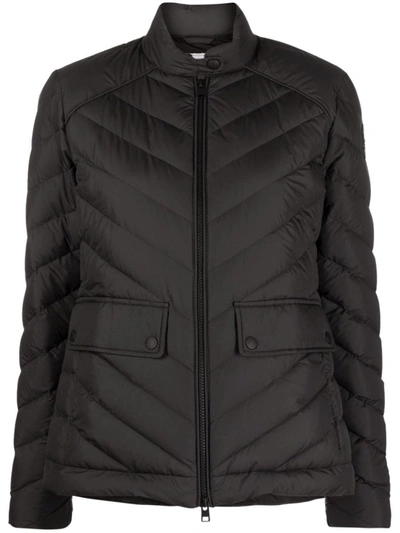 Shop Woolrich Chevron Quilted Short Jacket In Black