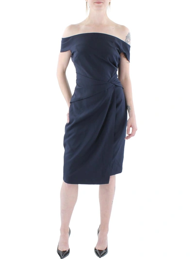 Shop Lauren Ralph Lauren Womens Off-the-shoulder Knee Cocktail And Party Dress In Blue