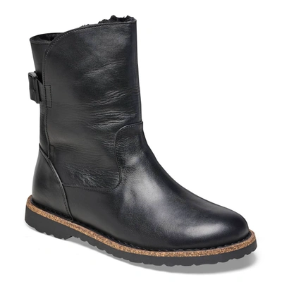 Birkenstock Uppsala Leather Shearling Boots - Regular/wide In Black In Black