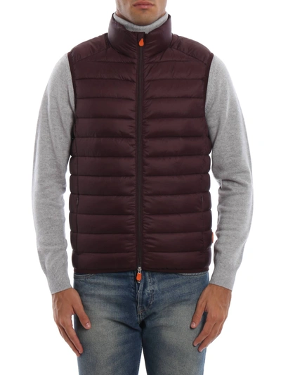 Save The Duck Puffer Vest In Burgundy In White
