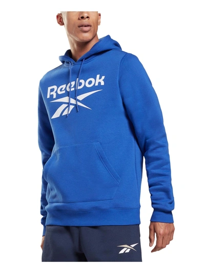 Shop Reebok Mens Logo Pullover Hoodie In Blue